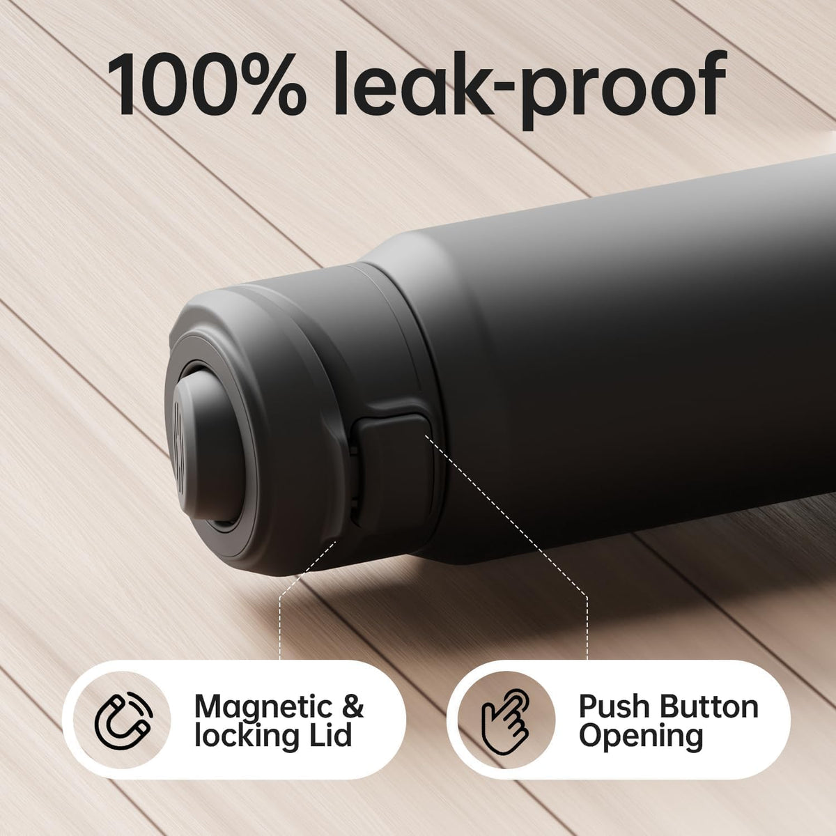VOKRA Magnetic Gym Bottle – Phone Mount Lid, Insulated Steel