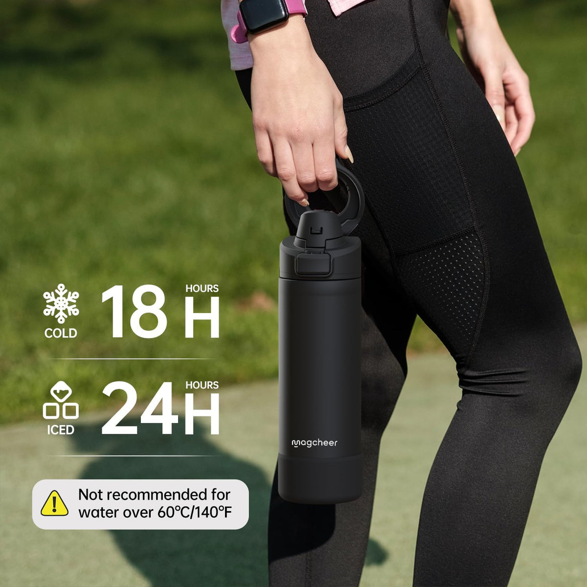 VOKRA Magnetic Gym Bottle – Phone Mount Lid, Insulated Steel